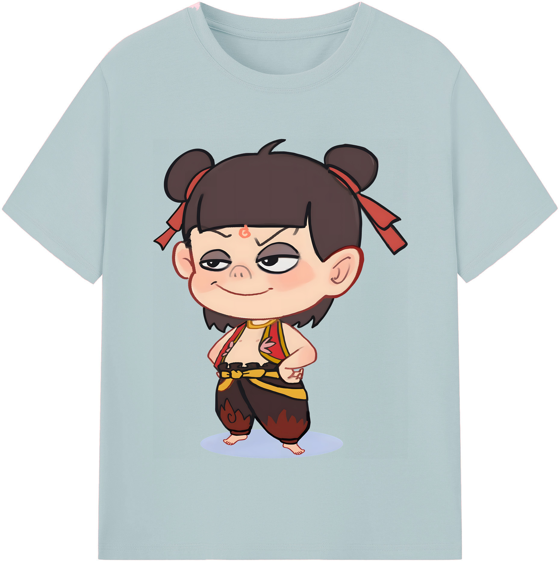 （画像用） Ne Zha 2 ナタ 魔童の大暴れ 綿100％半袖Tシャツ（フロントプリント）